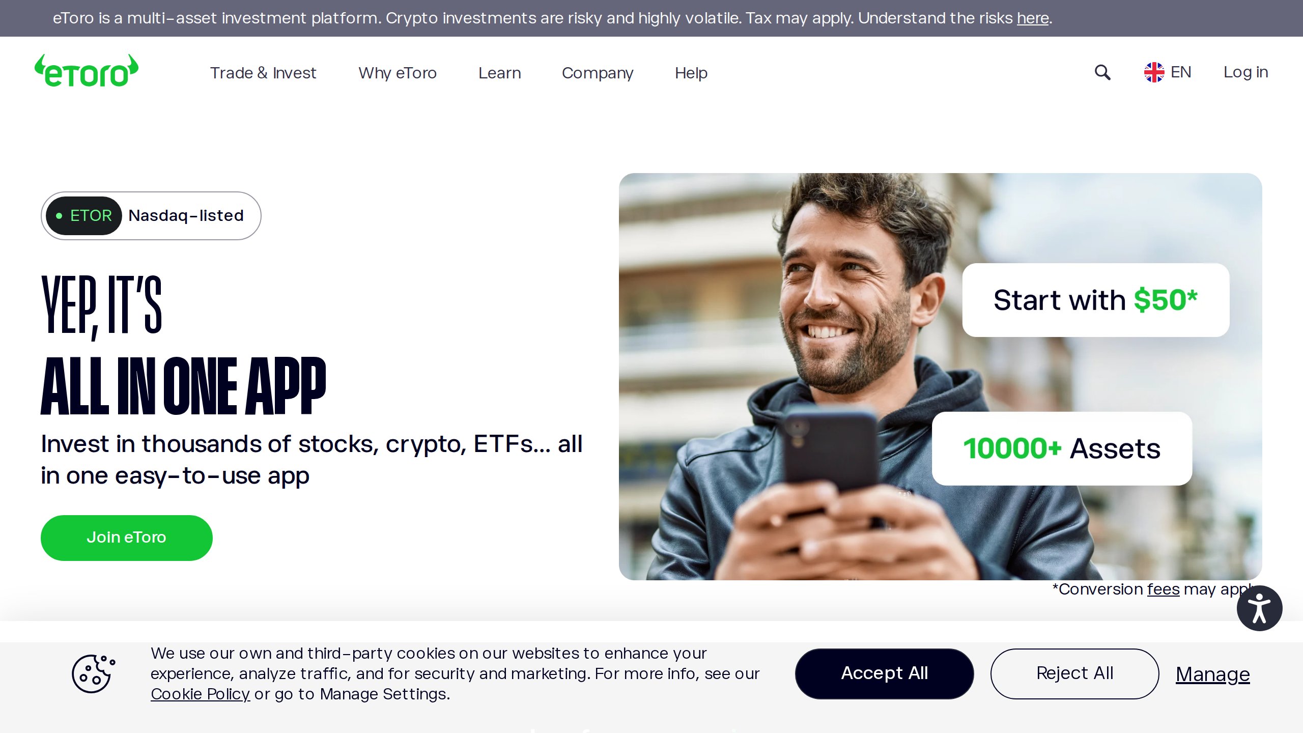 eToro piattaforma screenshot